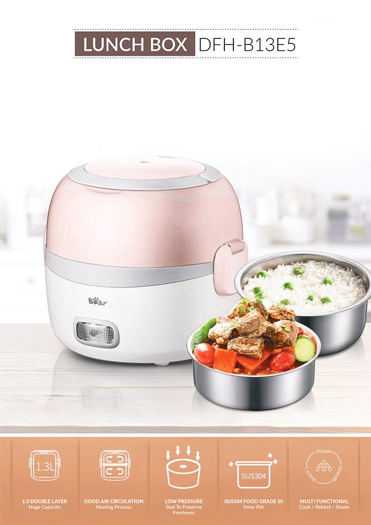 Bear Electric 2 Layer Mini Lunch Box 1.3L Catalog Bear Malaysia